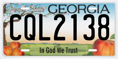 GA license plate CQL2138
