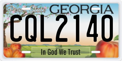 GA license plate CQL2140