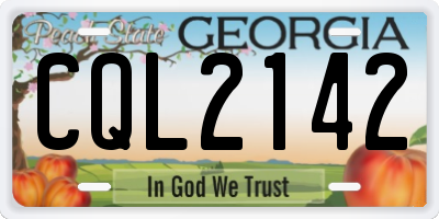 GA license plate CQL2142