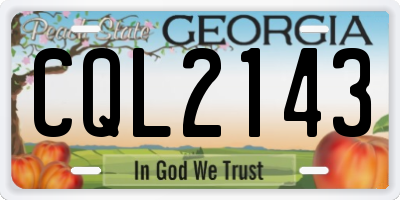 GA license plate CQL2143