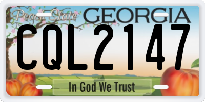 GA license plate CQL2147