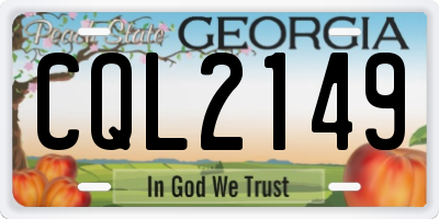 GA license plate CQL2149