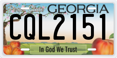 GA license plate CQL2151