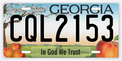 GA license plate CQL2153