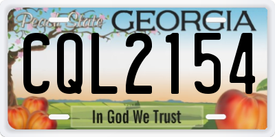 GA license plate CQL2154