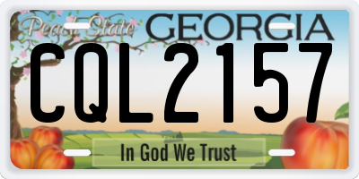 GA license plate CQL2157