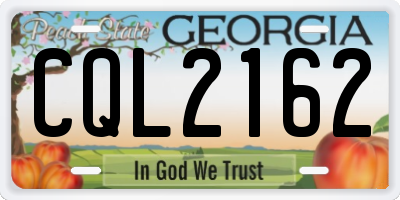 GA license plate CQL2162