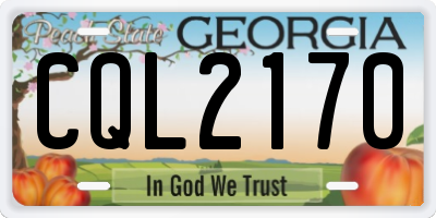 GA license plate CQL2170