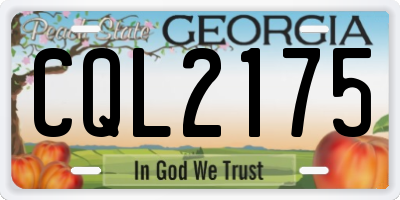 GA license plate CQL2175