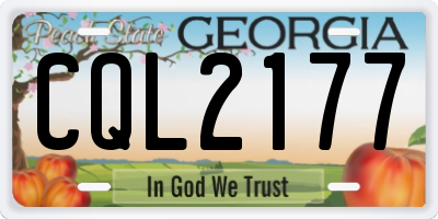 GA license plate CQL2177