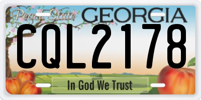 GA license plate CQL2178