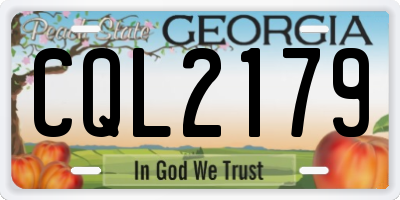 GA license plate CQL2179