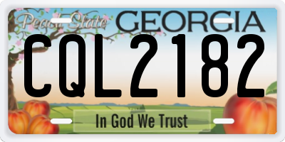 GA license plate CQL2182