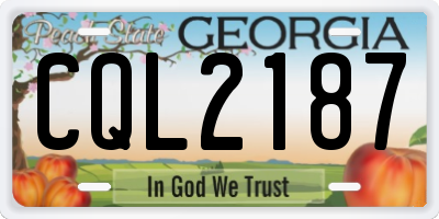 GA license plate CQL2187