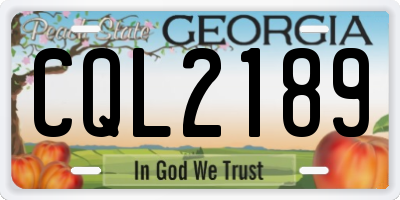 GA license plate CQL2189