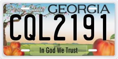 GA license plate CQL2191