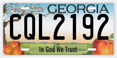 GA license plate CQL2192