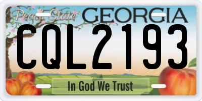 GA license plate CQL2193