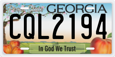 GA license plate CQL2194
