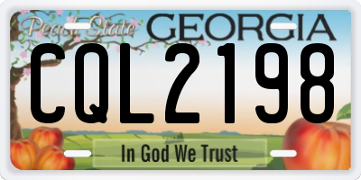 GA license plate CQL2198