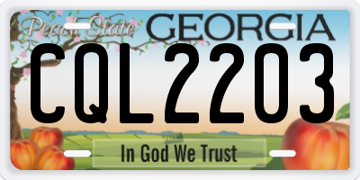 GA license plate CQL2203
