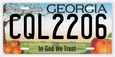 GA license plate CQL2206