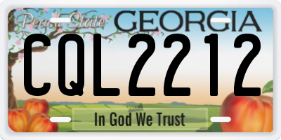 GA license plate CQL2212