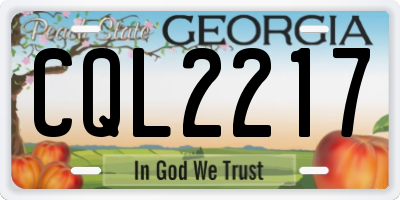 GA license plate CQL2217