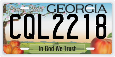 GA license plate CQL2218