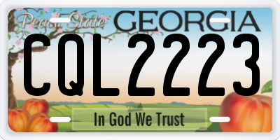 GA license plate CQL2223