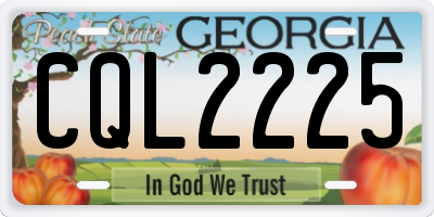 GA license plate CQL2225