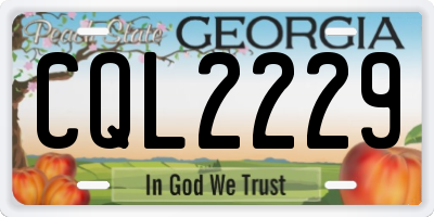 GA license plate CQL2229