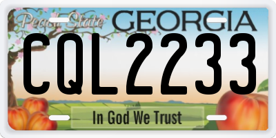 GA license plate CQL2233