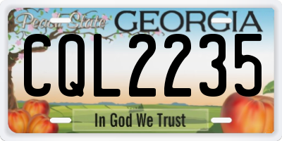 GA license plate CQL2235