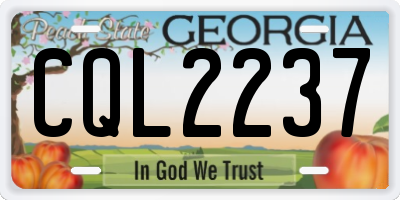 GA license plate CQL2237