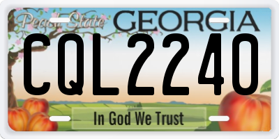 GA license plate CQL2240