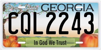 GA license plate CQL2243