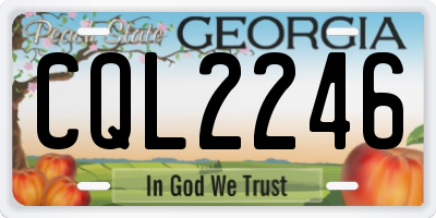 GA license plate CQL2246