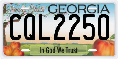 GA license plate CQL2250