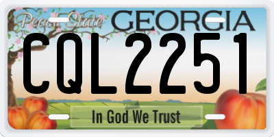 GA license plate CQL2251