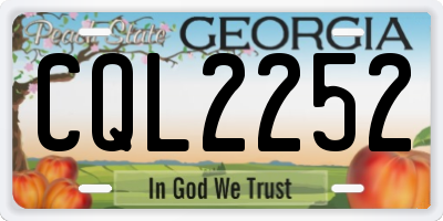 GA license plate CQL2252