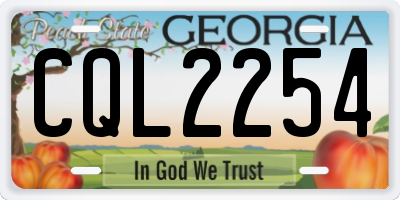 GA license plate CQL2254