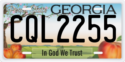 GA license plate CQL2255