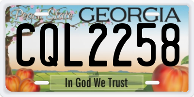 GA license plate CQL2258