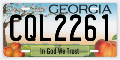 GA license plate CQL2261