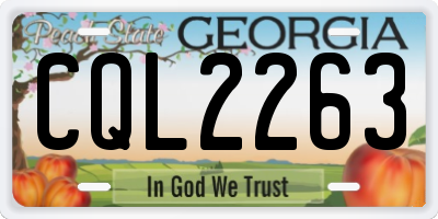 GA license plate CQL2263