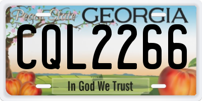 GA license plate CQL2266
