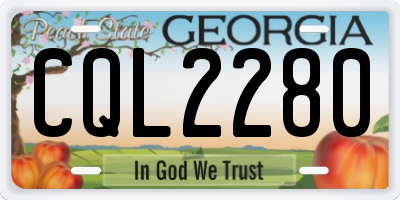 GA license plate CQL2280