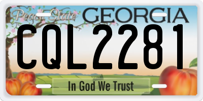 GA license plate CQL2281