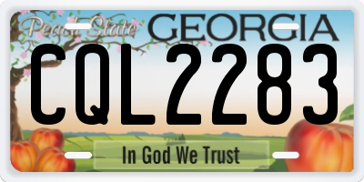 GA license plate CQL2283